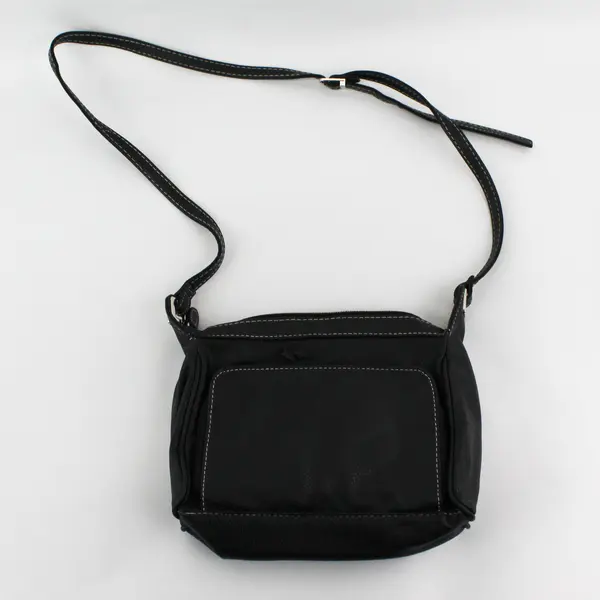 Laura Scott Black Textured Leather Purse Shoulder Bag, Zipper Pockets  