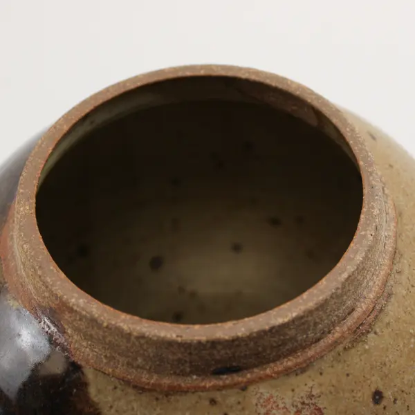 Signed Handmade Earth Tone Lidded Urn Studio Pottery 6" FLAWED