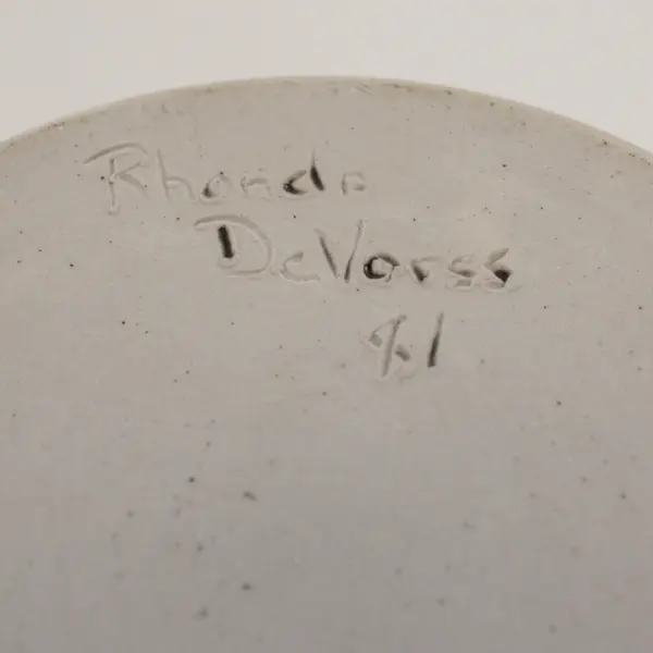 Signed Handmade Green and Red Lidded Urn Studio Pottery 6" 