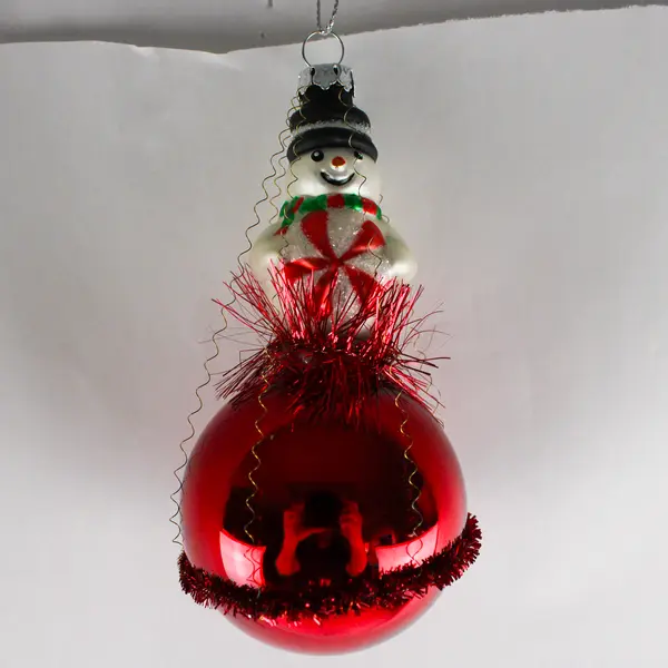 Christopher Radko 20th Anniversary Glass Snowman Ornament Snow Go Bouncer 5" 