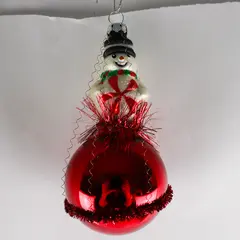 Christopher Radko 20th Anniversary Glass Snowman Ornament Snow Go Bouncer 5" 