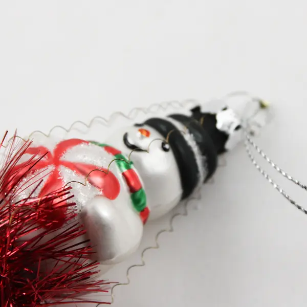 Christopher Radko 20th Anniversary Glass Snowman Ornament Snow Go Bouncer 5" 