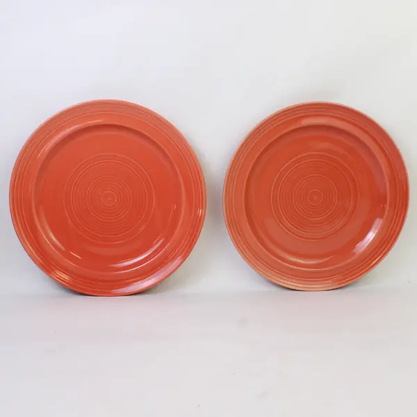 Lot Of 2 Lynns Stoneware Concentrix Cinnabar Pattern Dinner Plates 11" Diameter