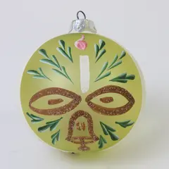 Vintage Hand-Painted Mercury Glass Christmas Ornament Bell & Foliage Design 3" 