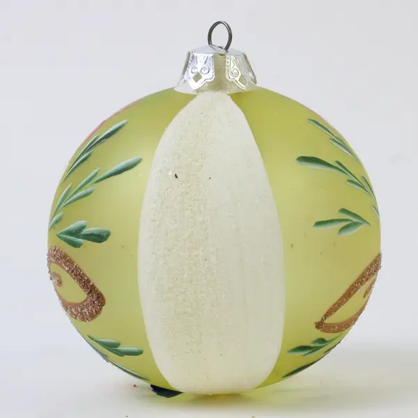 Vintage Hand-Painted Mercury Glass Christmas Ornament Bell & Foliage Design 3" 