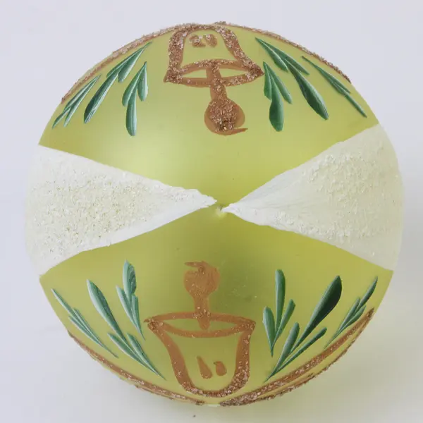 Vintage Hand-Painted Mercury Glass Christmas Ornament Bell & Foliage Design 3" 