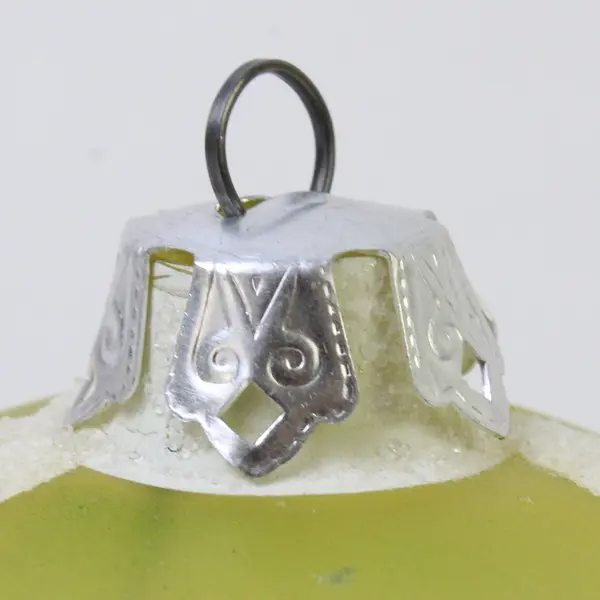 Vintage Hand-Painted Mercury Glass Christmas Ornament Bell & Foliage Design 3" 