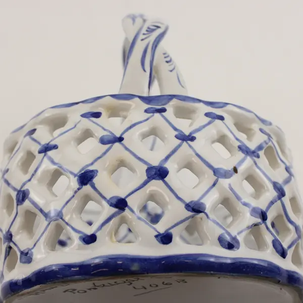 Portugal Hand-Painted Blue and White Ceramic Basket