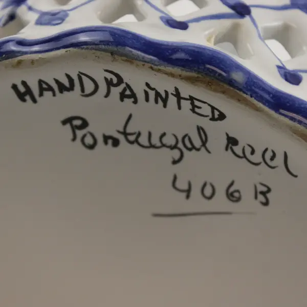 Portugal Hand-Painted Blue and White Ceramic Basket