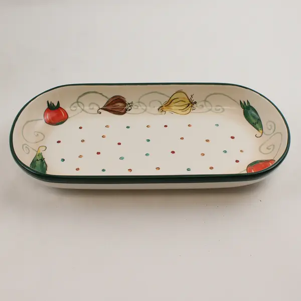 Stonelite Inspirado Hand-Painted Vegetable Design Serving Dish 11.5"