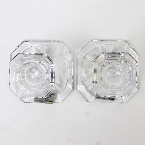 Lot Of 2 Mikasa Edinburgh Pattern Glass Single Light Candlestick Holders 3.25"