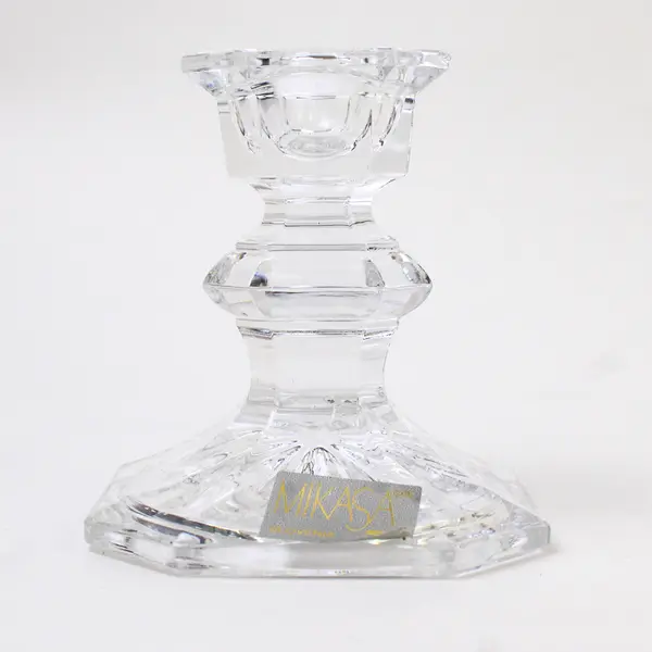 Lot Of 2 Mikasa Edinburgh Pattern Glass Single Light Candlestick Holders 3.25"