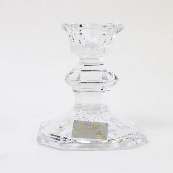 Lot Of 2 Mikasa Edinburgh Pattern Glass Single Light Candlestick Holders 3.25"