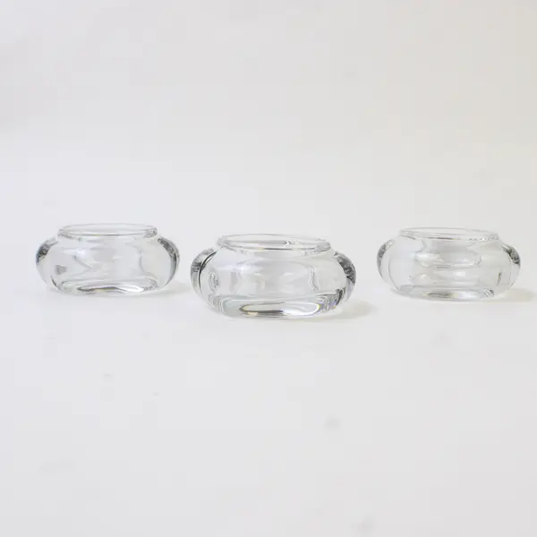 Lot Of 3 Unbranded Matching Clear Glass Votive/Tealight Candle Holders 1.5" Tall
