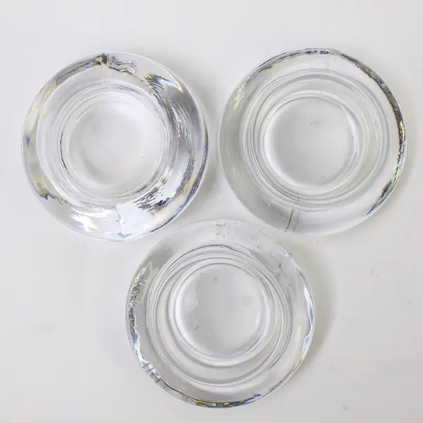 Lot Of 3 Unbranded Matching Clear Glass Votive/Tealight Candle Holders 1.5" Tall