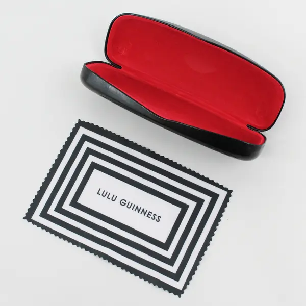 Lulu Guinness Clam Shell Eyeglass Case Black w/ Cleaning Cloth