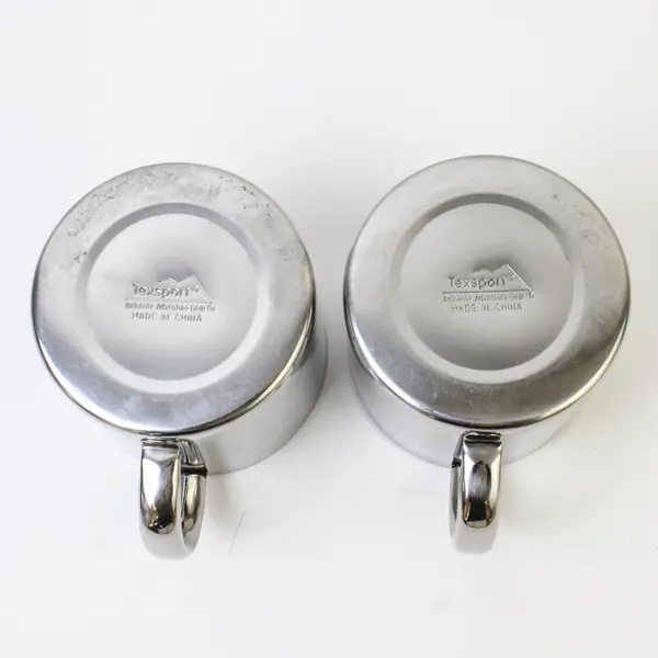Lot Of 2 Matching Texsport Insulated Stainless Steel Mugs With Handle 3.75" Tall