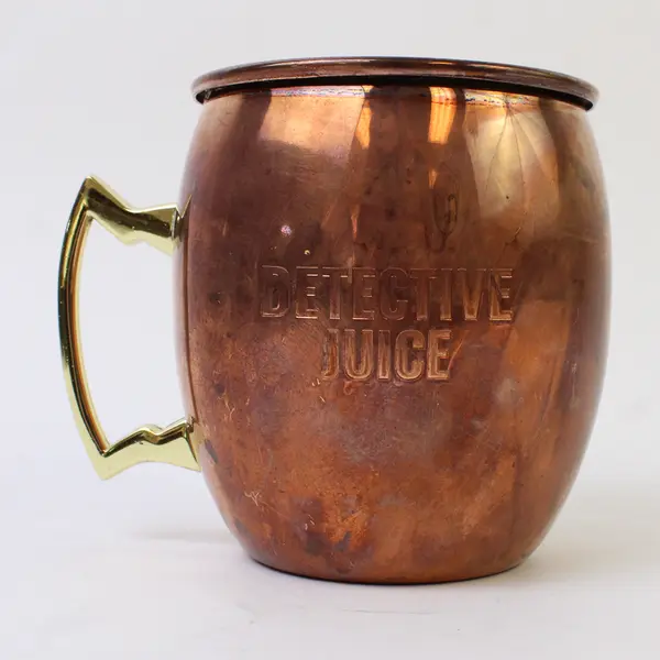 Hunt A Killer "Detective Juice" Metal Copper Moscow Mule Mug With Handle 4" Tall