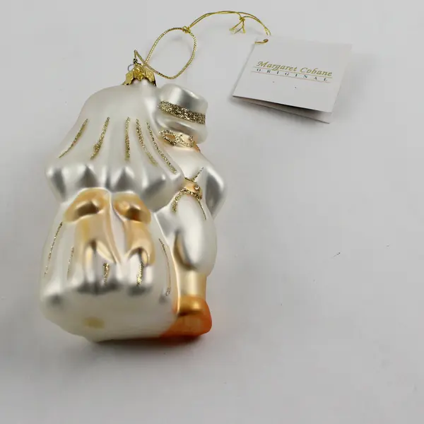 Margaret Cobane Original Bride & Groom Glass Ornament With Tag 5" Tall VG