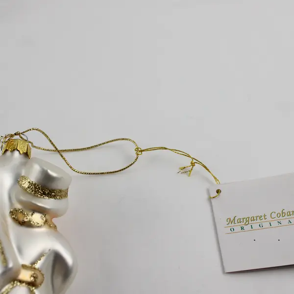 Margaret Cobane Original Bride & Groom Glass Ornament With Tag 5" Tall VG