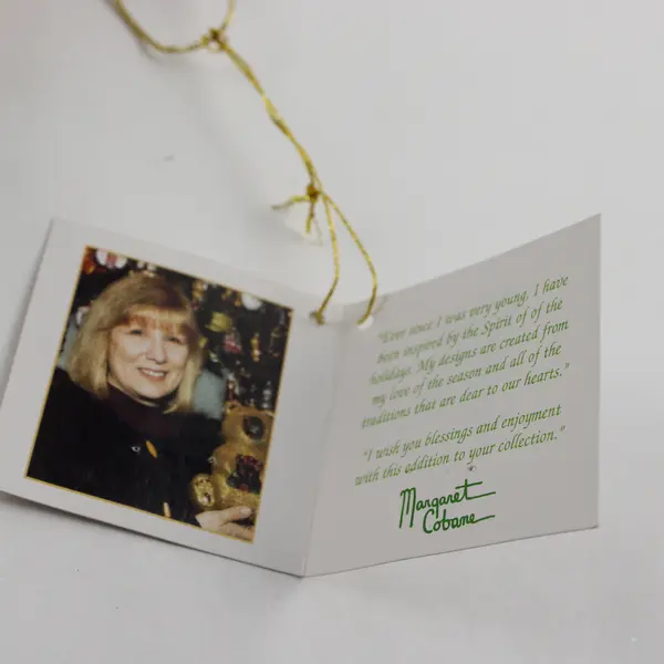 Margaret Cobane Original Bride & Groom Glass Ornament With Tag 5" Tall VG