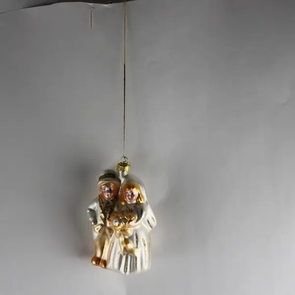 Margaret Cobane Original Bride & Groom Glass Ornament With Tag 5" Tall VG