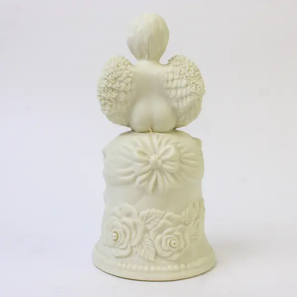 Unbranded Solid White Color Cherub Playing An Instrument Ceramic Bell 5.75" Tall
