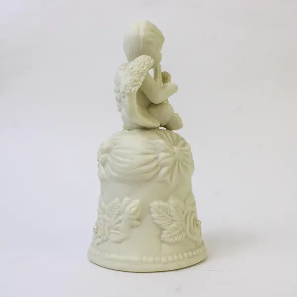 Unbranded Solid White Color Cherub Playing An Instrument Ceramic Bell 5.75" Tall
