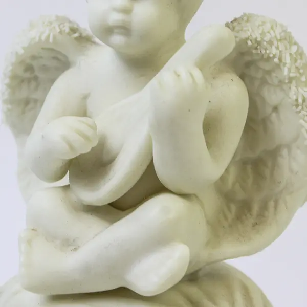 Unbranded Solid White Color Cherub Playing An Instrument Ceramic Bell 5.75" Tall