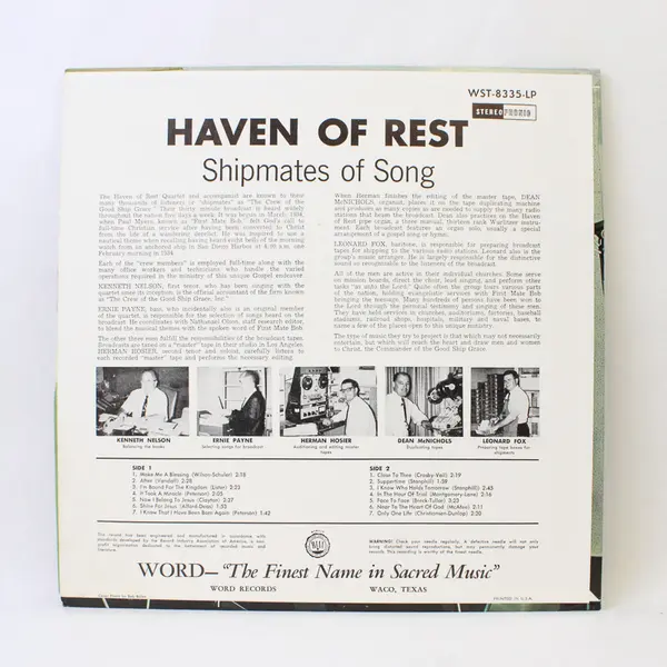 Haven Of Rest Shipmates Of Song 12" Vinyl Record