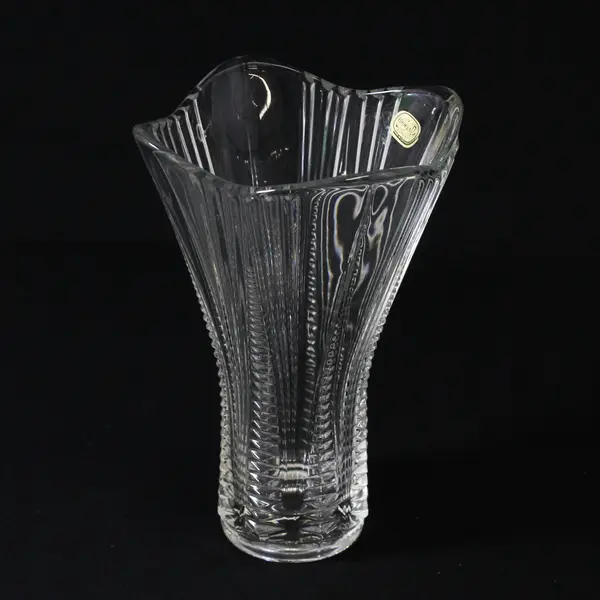 Vintage Bohemia Clan  Hand Cut Crystal Vase Czechoslovakia 8" Tall