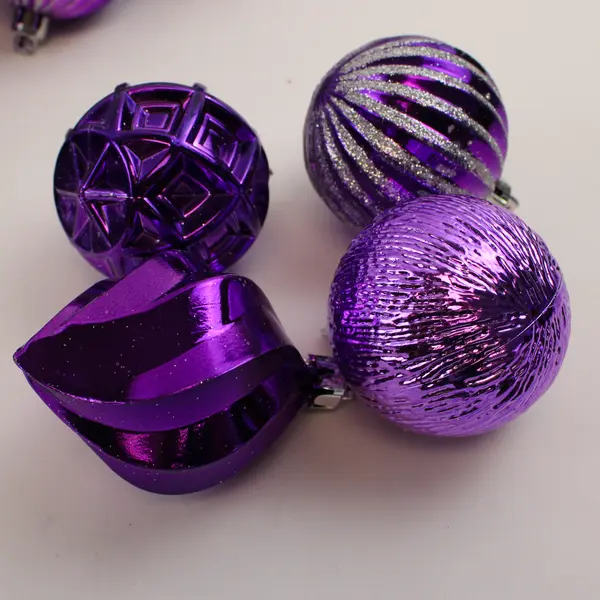 Lot of 36 Shiny Purple Plastic Christmas Tree Ornaments Holiday Decor