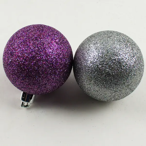 Lot of 17 Sparkly Purple and Silver Bauble Christmas Tree Ornaments