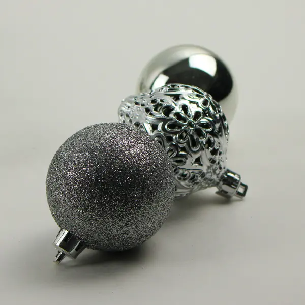 Lot of 29 Silver Glass and Plastic Bauble Christmas Tree Ornaments