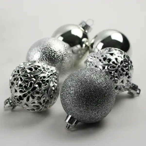 Lot of 29 Silver Glass and Plastic Bauble Christmas Tree Ornaments