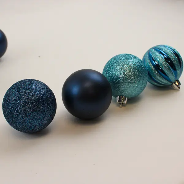 Lot of 25 Blue Shiny Sparkly Plastic Christmas Tree Ornaments