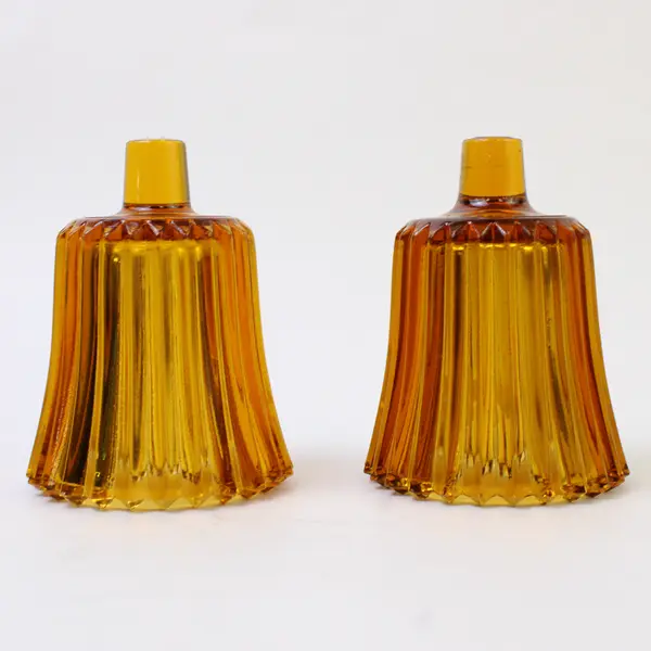 Lot Of 2 Matching Homco Amber Glass Peg Votive Candle Holders 4" Tall