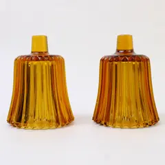 Lot Of 2 Matching Homco Amber Glass Peg Votive Candle Holders 4" Tall