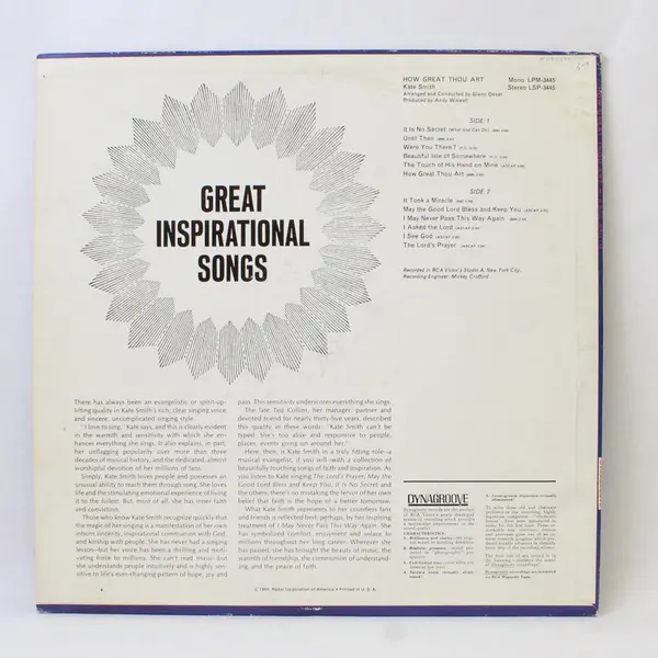 Kate Smith How Great Thou Art 12" Vinyl Record 