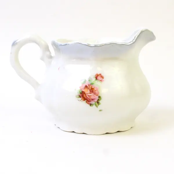 Leuchtenburg Germany Cabbage Rose Floral Pattern Porcelain Creamer 3.75" Tall
