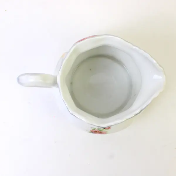 Leuchtenburg Germany Cabbage Rose Floral Pattern Porcelain Creamer 3.75" Tall