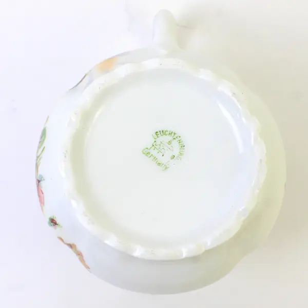 Leuchtenburg Germany Cabbage Rose Floral Pattern Porcelain Creamer 3.75" Tall