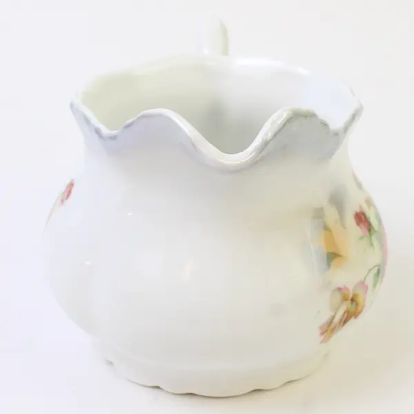 Leuchtenburg Germany Cabbage Rose Floral Pattern Porcelain Creamer 3.75" Tall
