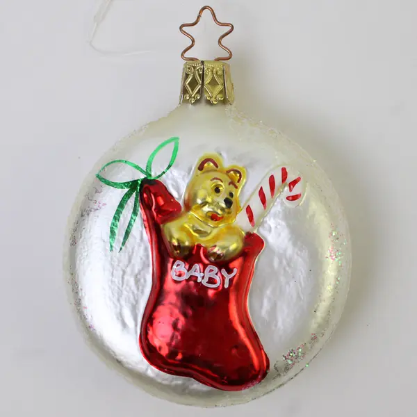 Baby's Christmas Hand-Blown Glass Ornament by Inge-Glas From Germany 4" Good 