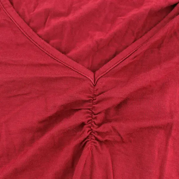 Ekouaer Red V-Neck Long-Sleeved Shirt Women's Small