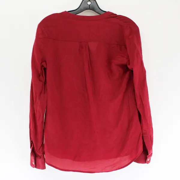 Banana Republic Red Long-Sleeved V-Neck Silk Blouse Women's XS