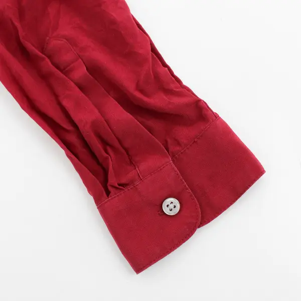 Banana Republic Red Long-Sleeved V-Neck Silk Blouse Women's XS