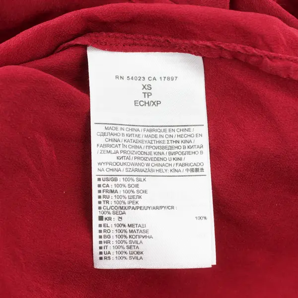 Banana Republic Red Long-Sleeved V-Neck Silk Blouse Women's XS