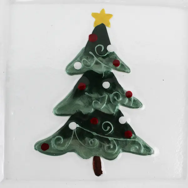 Pfaltzgraff Winterberry 14" Square Glass  Platter Christmas Tree Holly