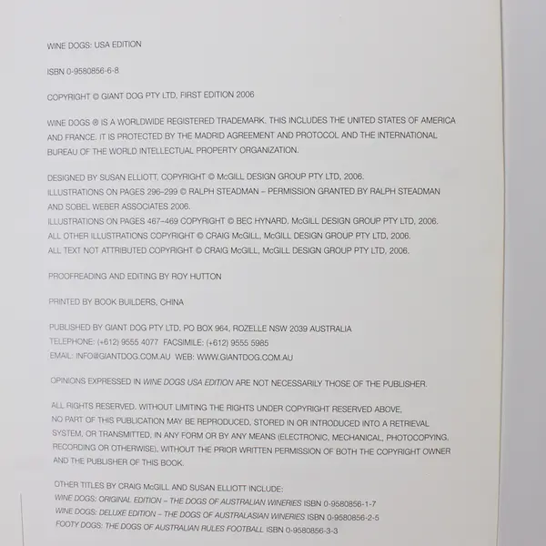 Wine Dogs USA Edition Dogs of NA Wineries McGill & Elliot 1st Ed 2006 Hardcover